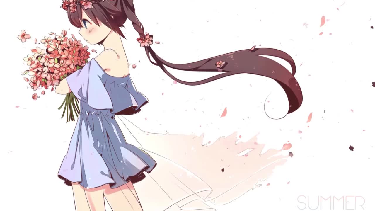 Anime Girl Holding A Bouquet Of Flowers HD Live Wallpaper For PC