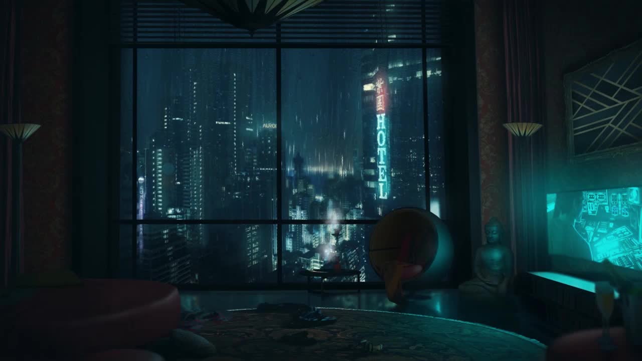 Rainy Night In The Sci Fi City HD Live Wallpaper For PC