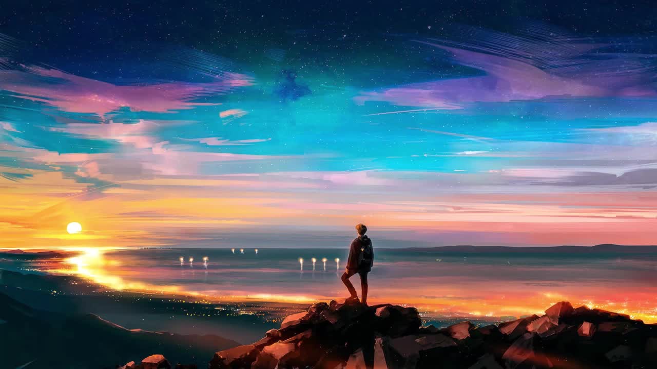 Anime Boy Watching The Sunset HD Live Wallpaper For PC