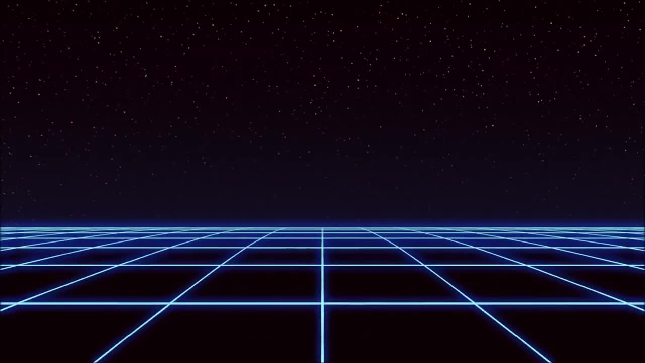 Blue 80s Style Neon Grid HD Live Wallpaper For PC