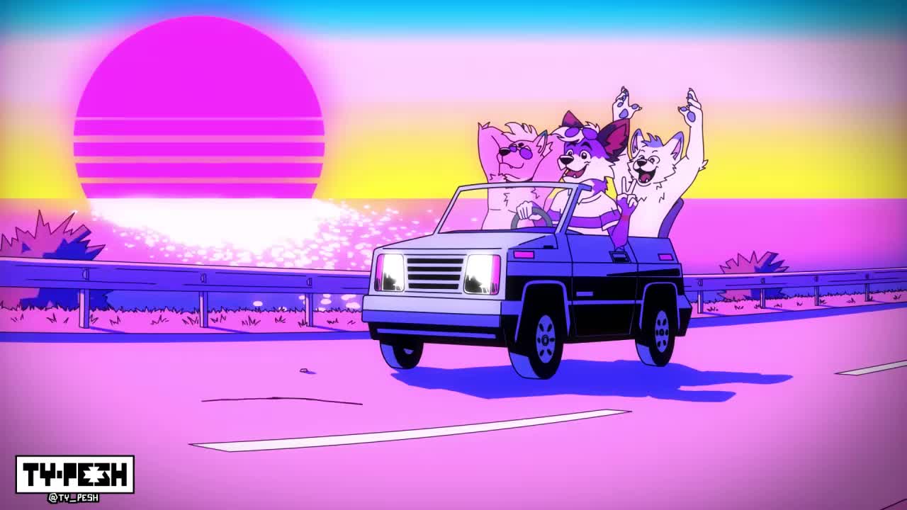 Furries Car Vaporwave HD Live Wallpaper For PC