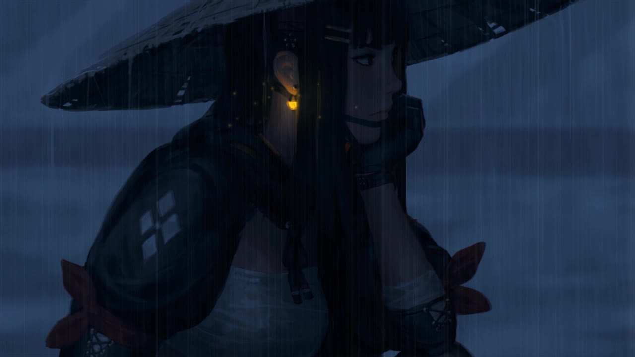 Fantasy Girl Night Rain HD Live Wallpaper For PC