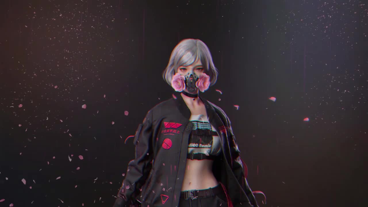 Cyberpunk Girl Flower Mask HD Live Wallpaper For PC