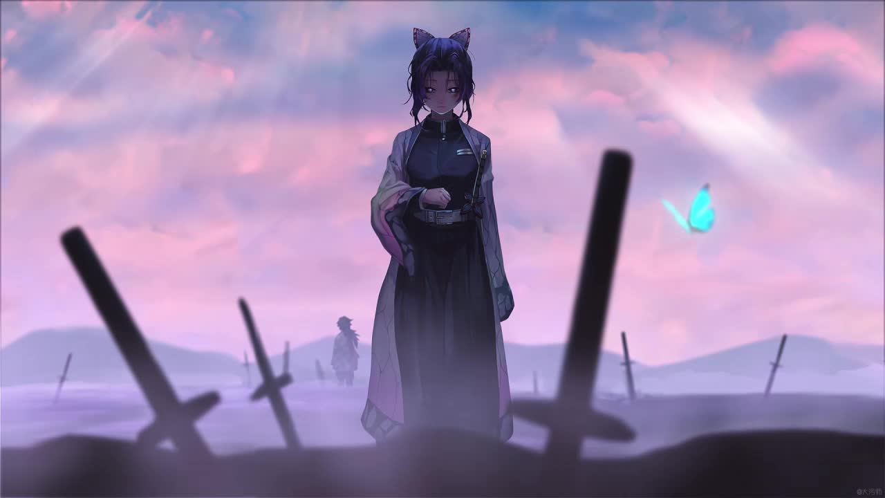 Shinobu Kochou And A Glowing Butterfly Kimetsu No Yaiba HD Live Wallpaper For PC