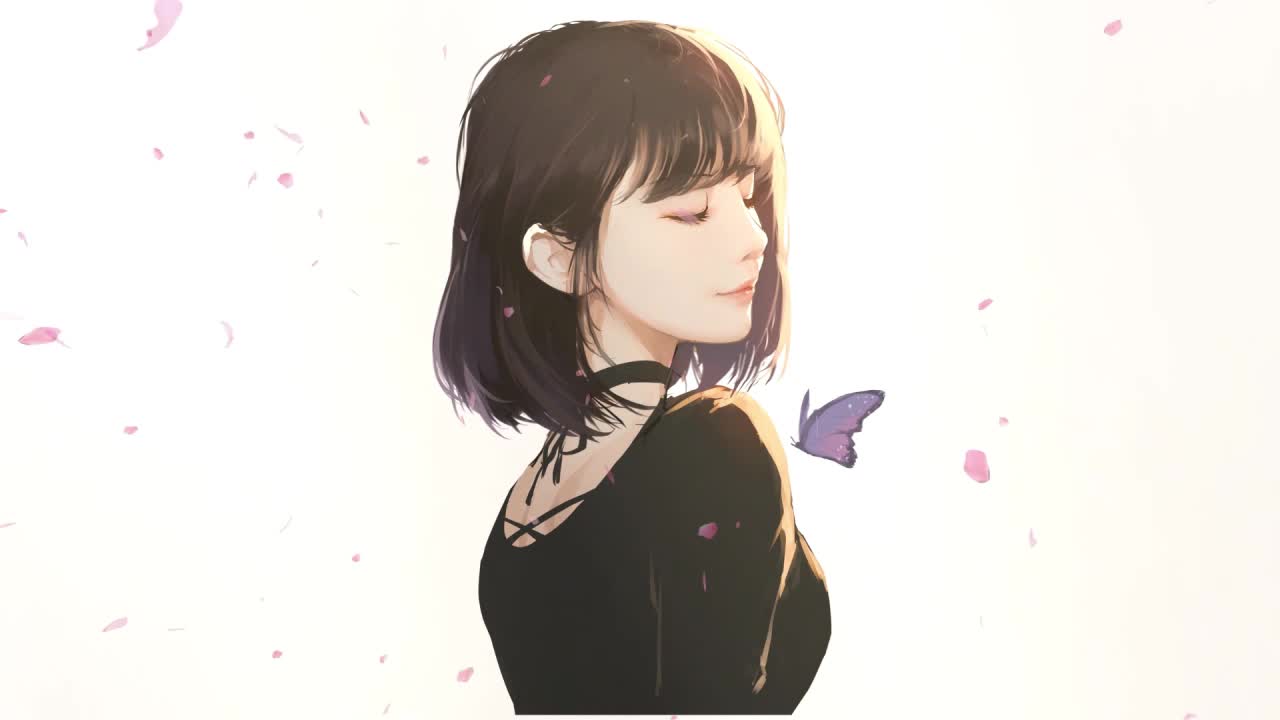 Beautiful Anime Girl With Butterfly HD Live Wallpaper For PC