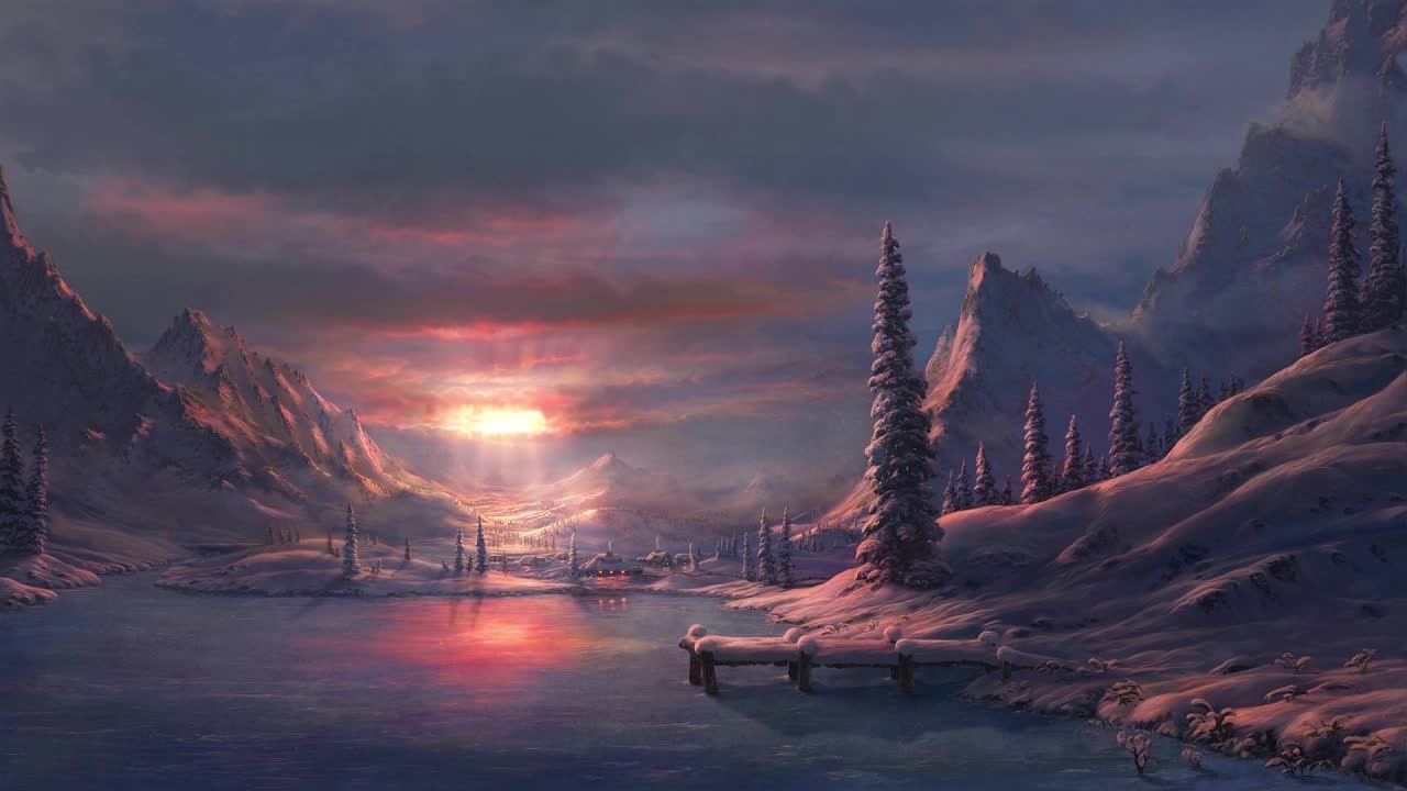 Winter Sunset HD Live Wallpaper For PC