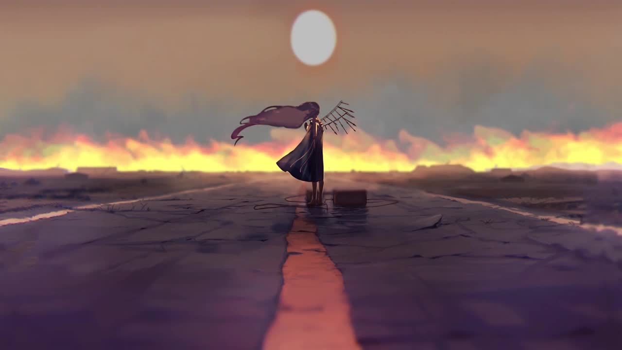 Anime Girl And Fire HD Live Wallpaper For PC