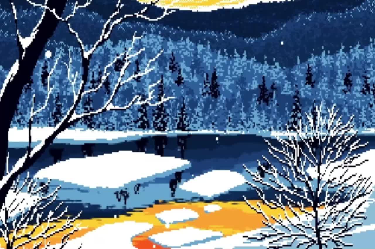 Trees And Ice Pixel HD Live Wallpaper For PC