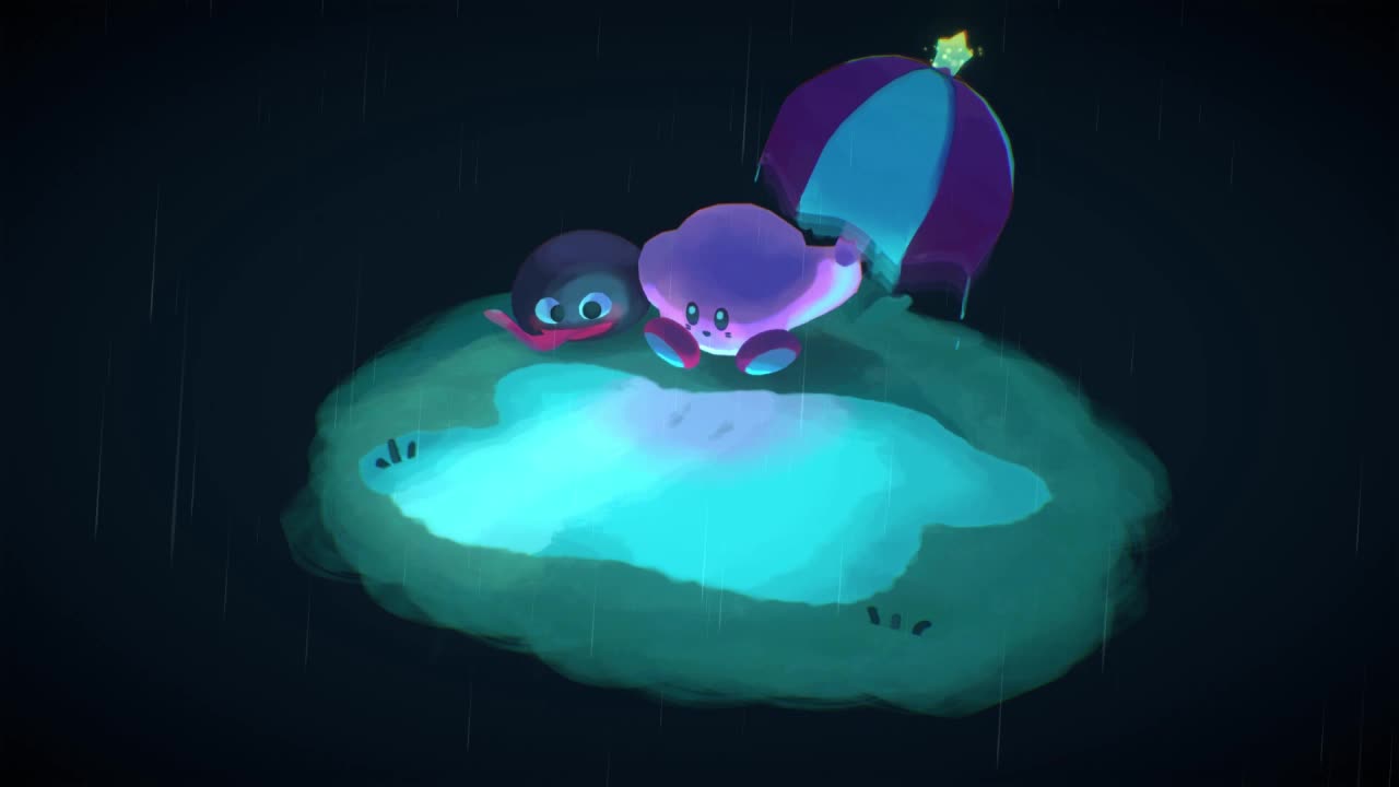 Kirby And Gooey In The Rain Pokemon HD Live Wallpaper For PC