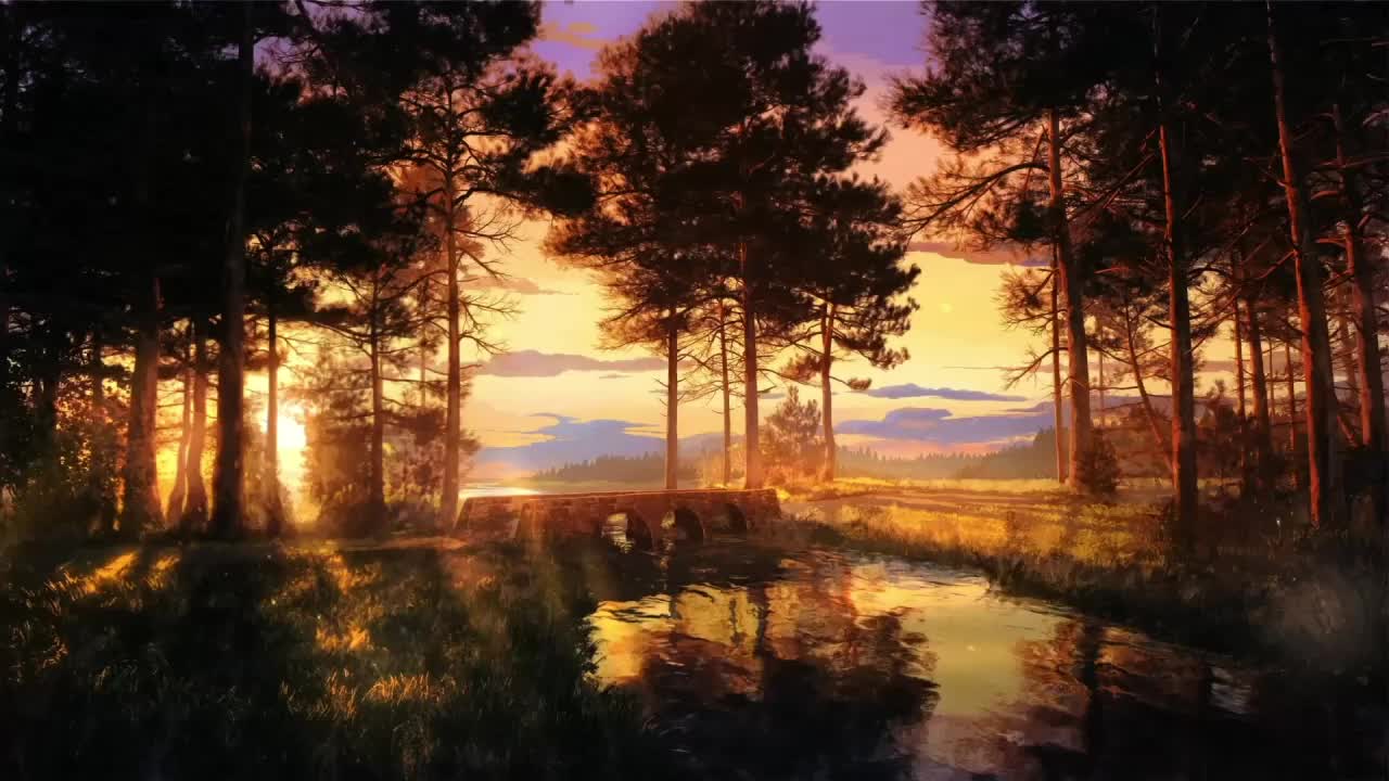 Beautiful Sunset On Forest Lake HD Live Wallpaper For PC