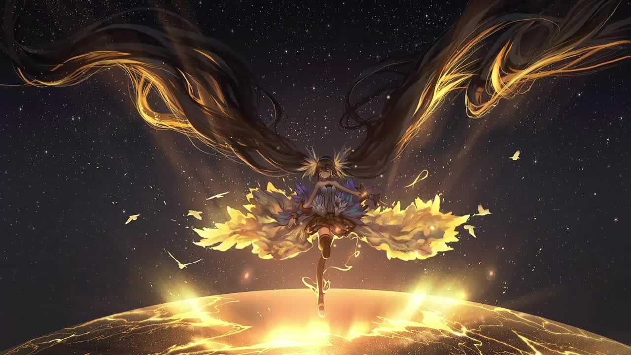 Hatsune Miku Floating In Space HD Live Wallpaper For PC