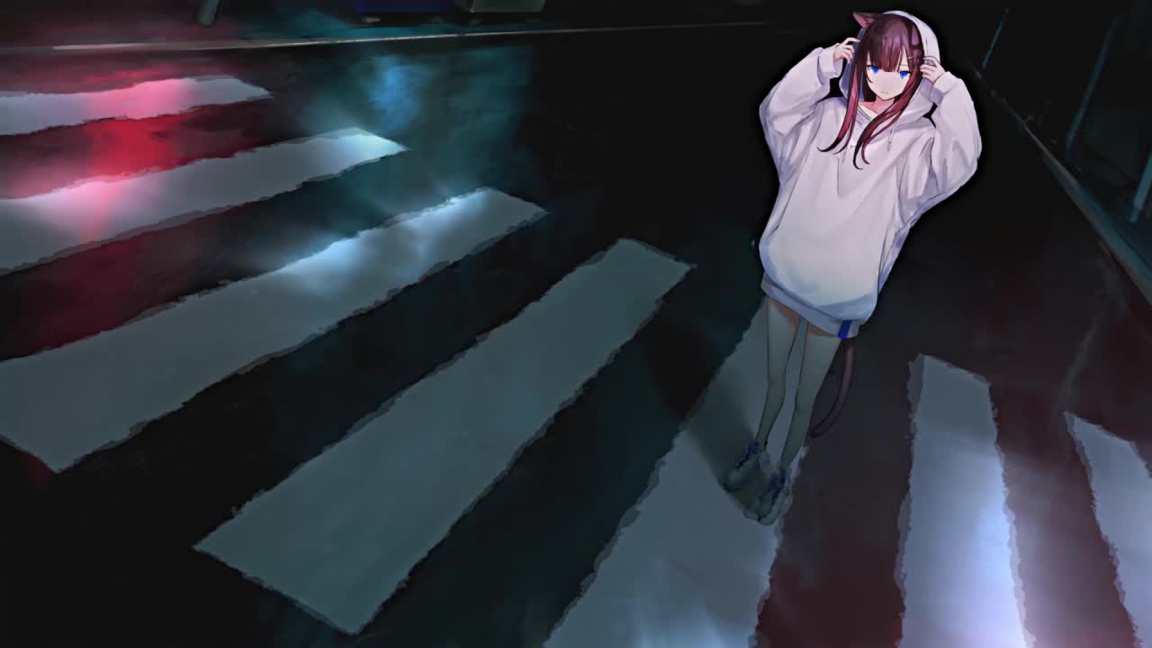 Neko Girl On Flooded Road HD Live Wallpaper For PC