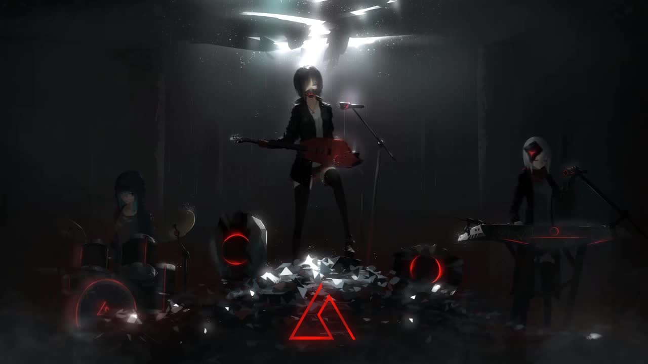 Anime Girl Mask Playing Guitar HD Live Wallpaper For PC