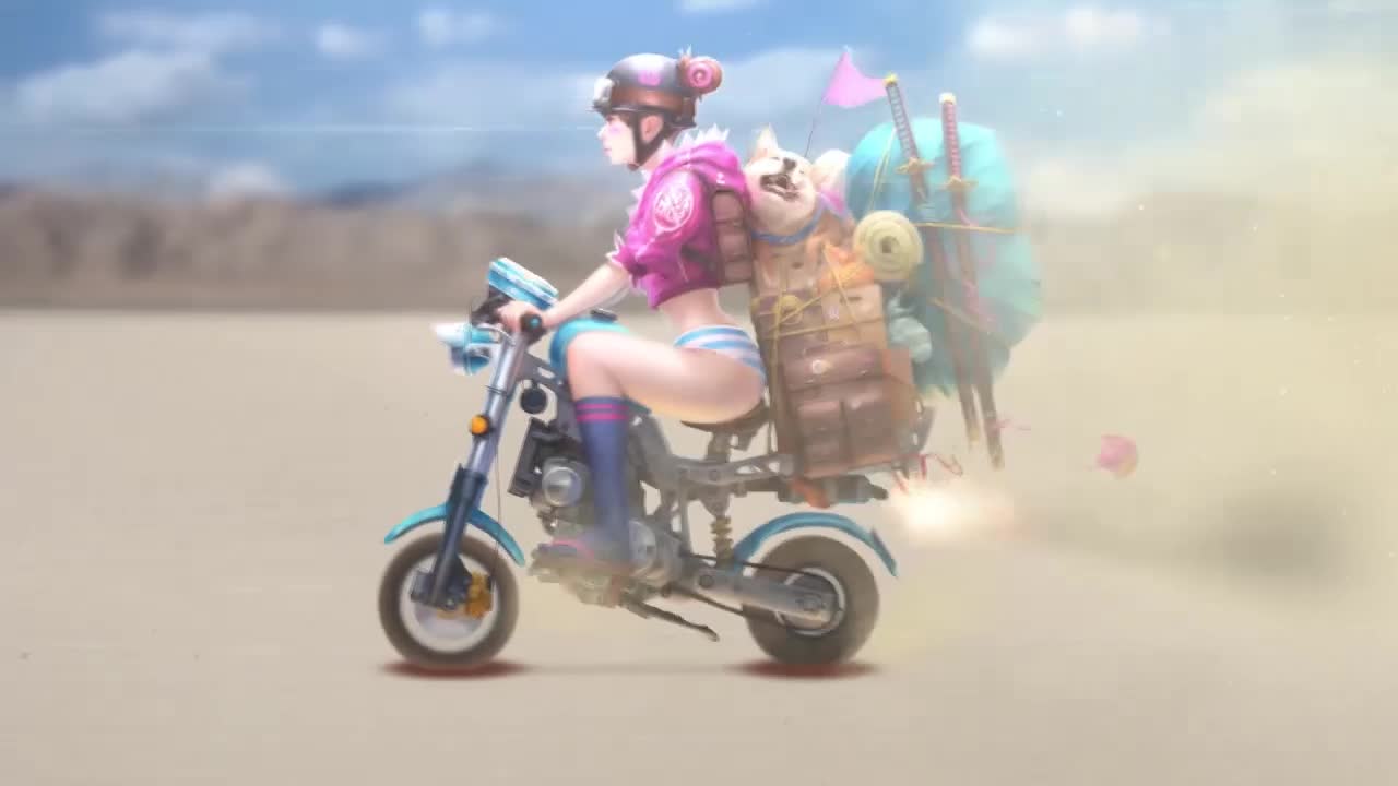Anime Girl Riding Motorcycle In The Desert HD Live Wallpaper For PC