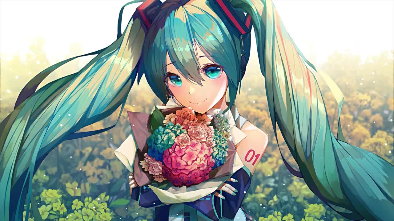 Hatsune Miku And Flowers HD Live Wallpaper For PC