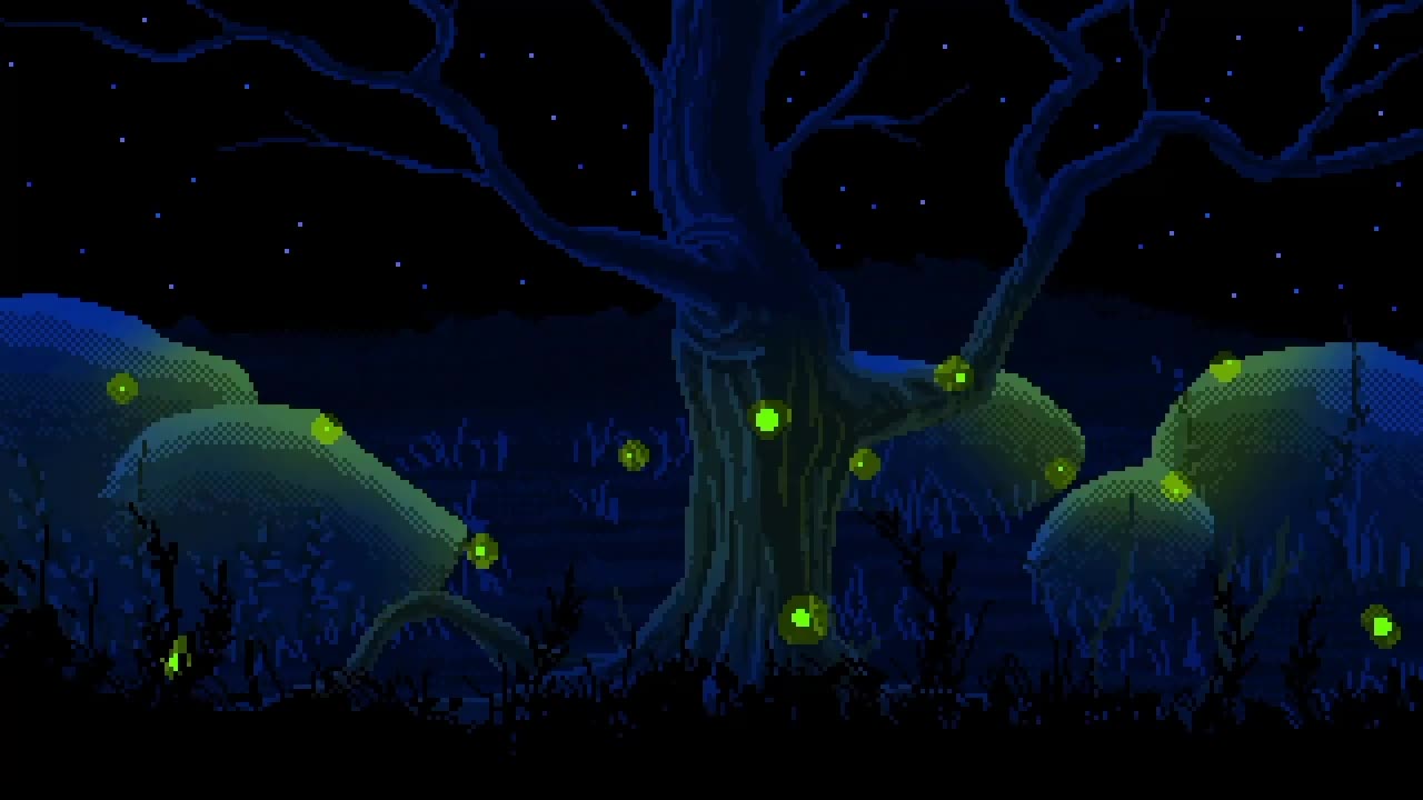 Fireflies Tree Pixel HD Live Wallpaper For PC