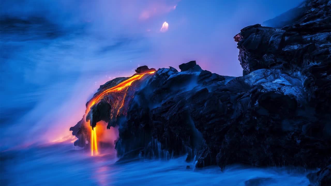 Lava Flow On A Mountain HD Live Wallpaper For PC