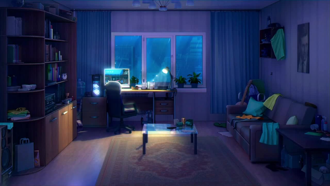 Living Room On A Rainy Night HD Live Wallpaper For PC