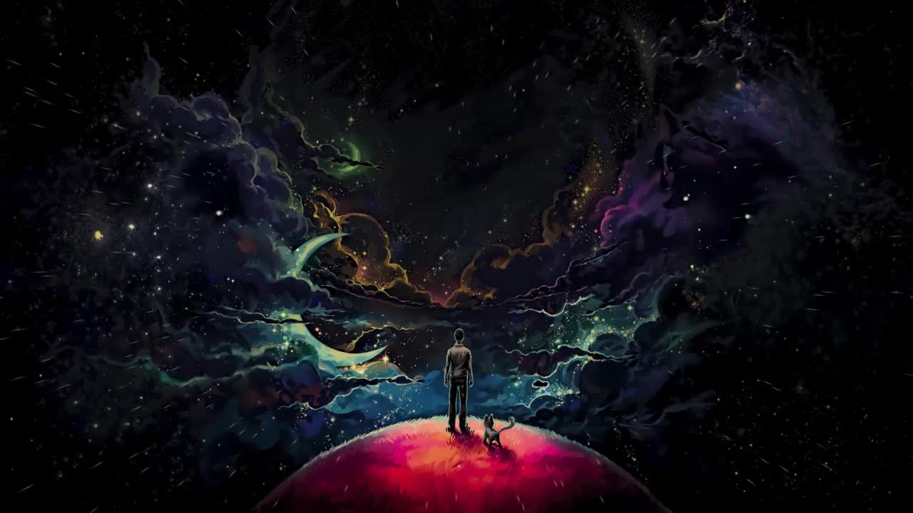 Man And Cat On Space HD Live Wallpaper For PC