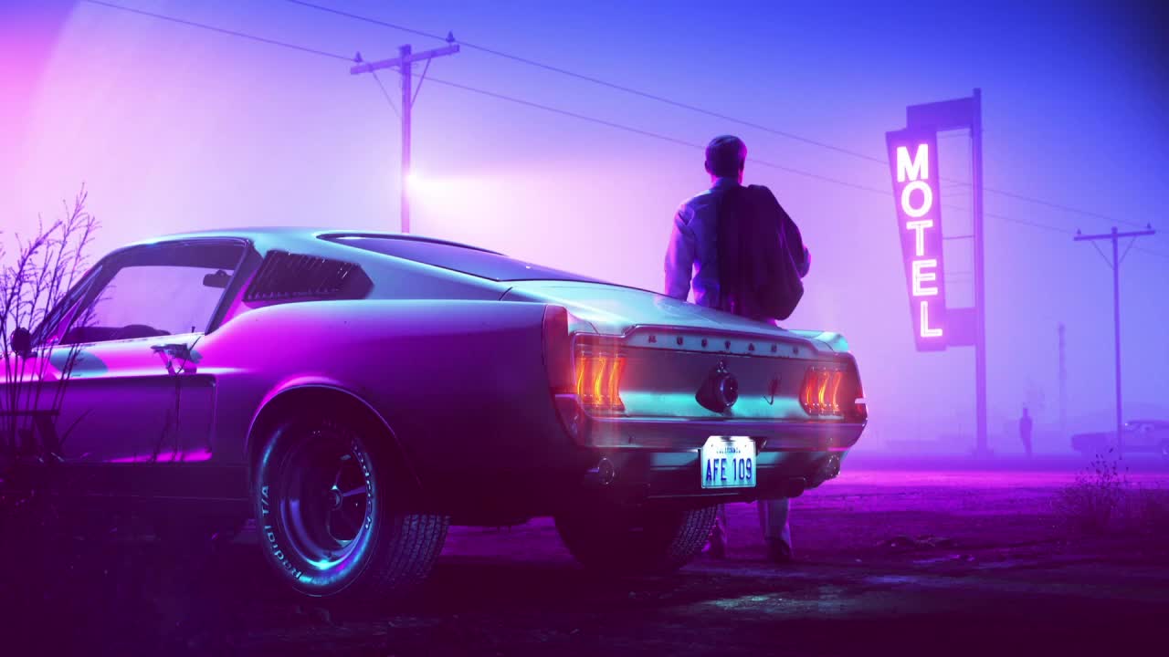 Retrowave Neon Ford Mustang HD Live Wallpaper For PC