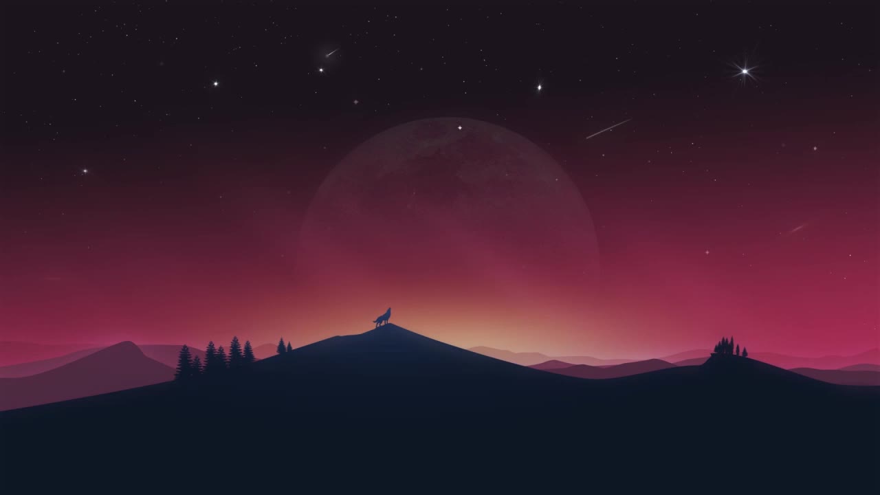 Lonely Wolf Under The Night Sky HD Live Wallpaper For PC