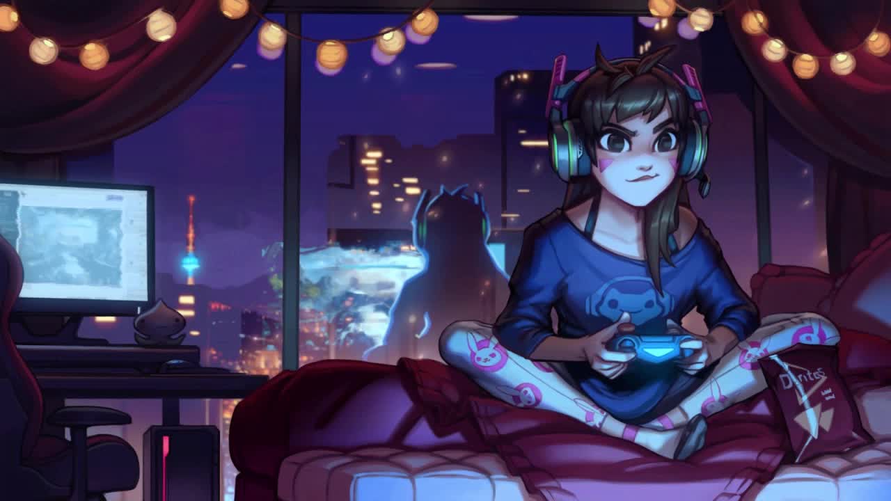 Dva Gaming Night Overwatch HD Live Wallpaper For PC