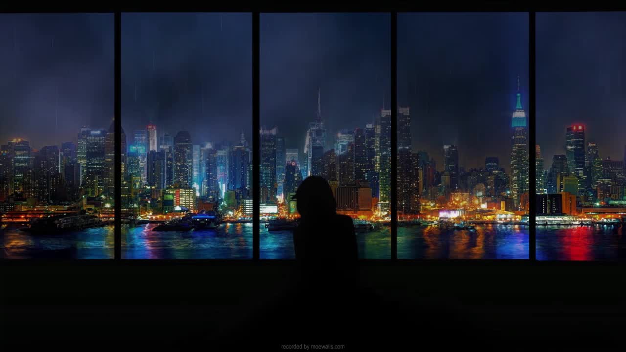 Rainy City Night HD Live Wallpaper For PC