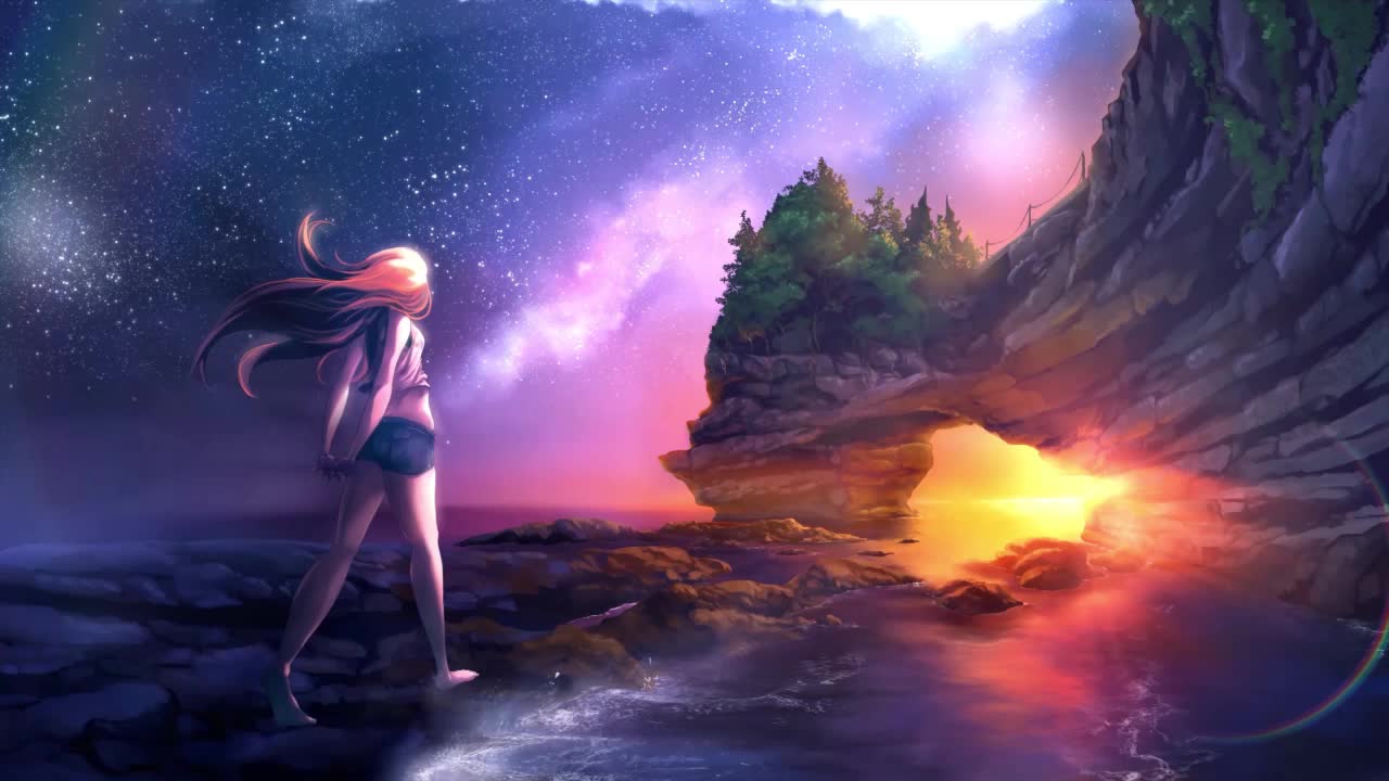 Anime Girl Walking On The Beach HD Live Wallpaper For PC