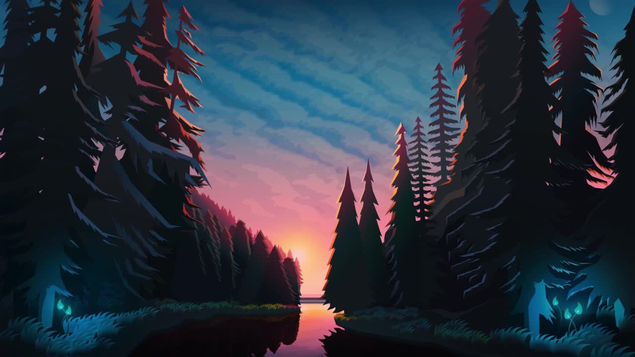 Sundown In The Forest HD Live Wallpaper For PC