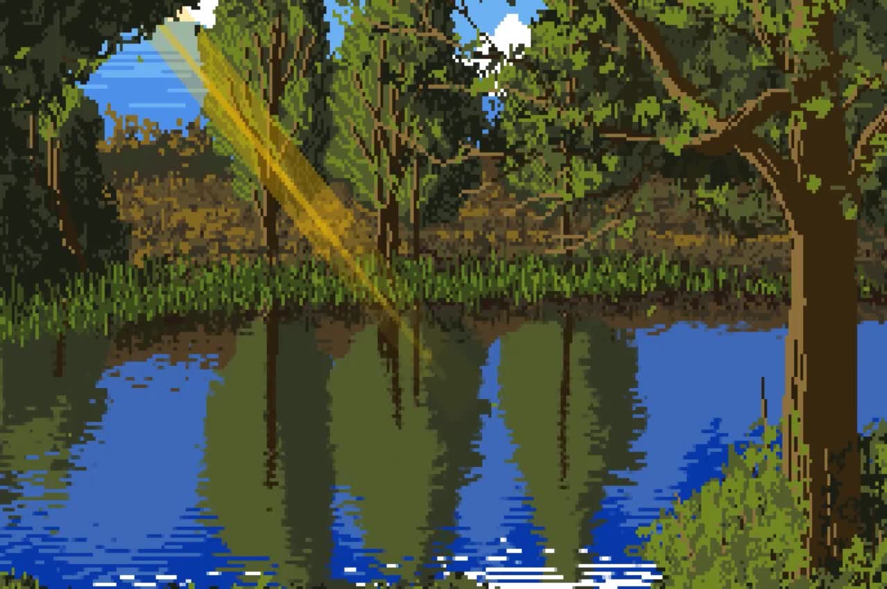 Summer Lake Forest Pixel HD Live Wallpaper For PC