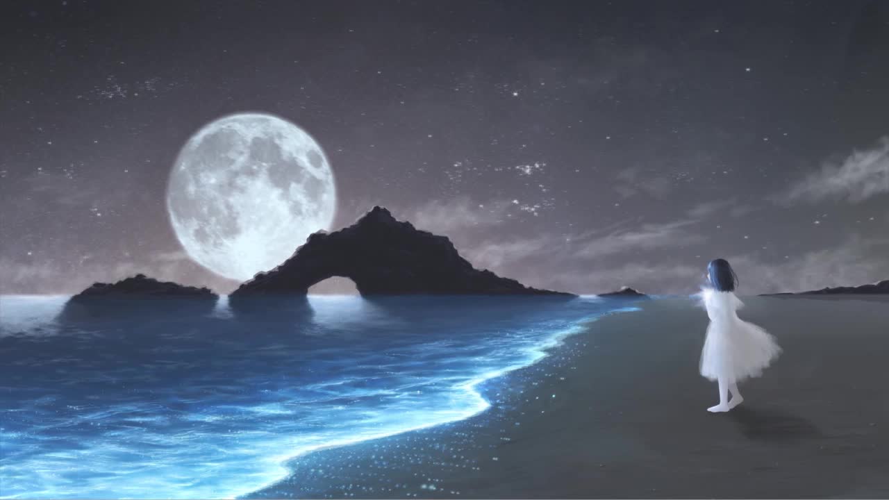 Anime Girl With Moon And Stars HD Live Wallpaper For PC