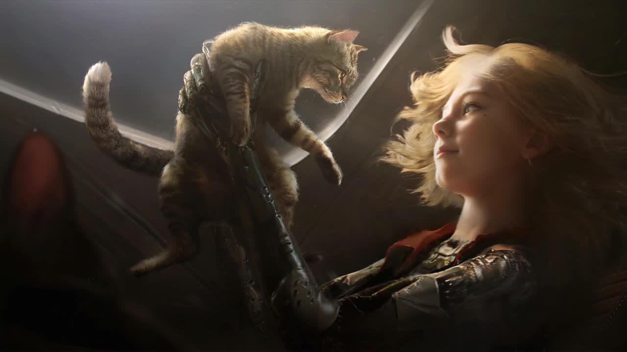 Fantasy Girl Playing With Cat HD Live Wallpaper For PC