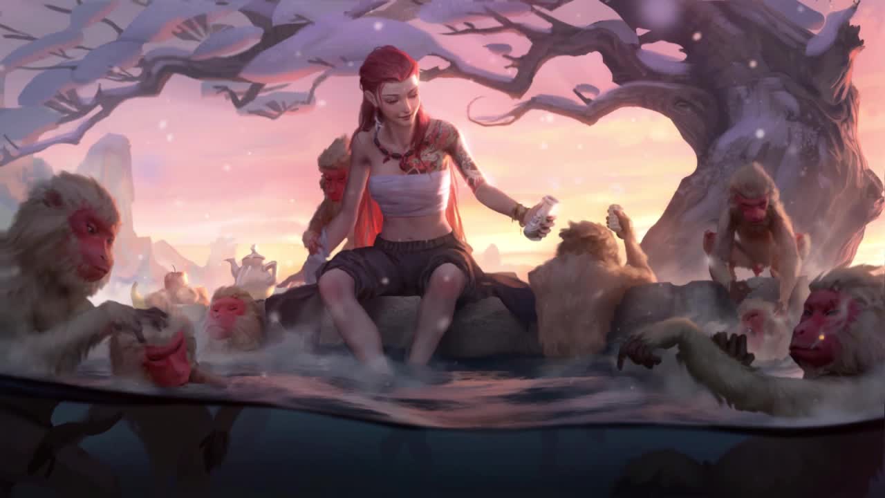 Fantasy Girl And Monkeys HD Live Wallpaper For PC
