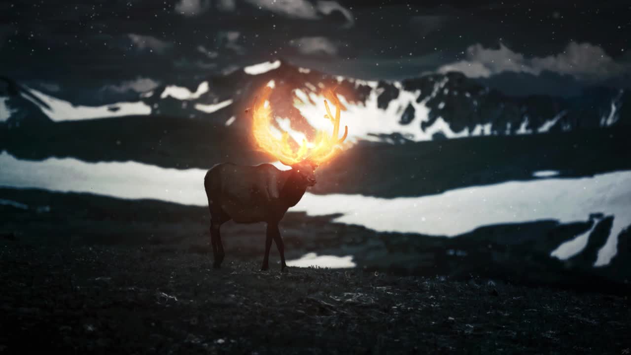 Glowing Stag Winter HD Live Wallpaper For PC