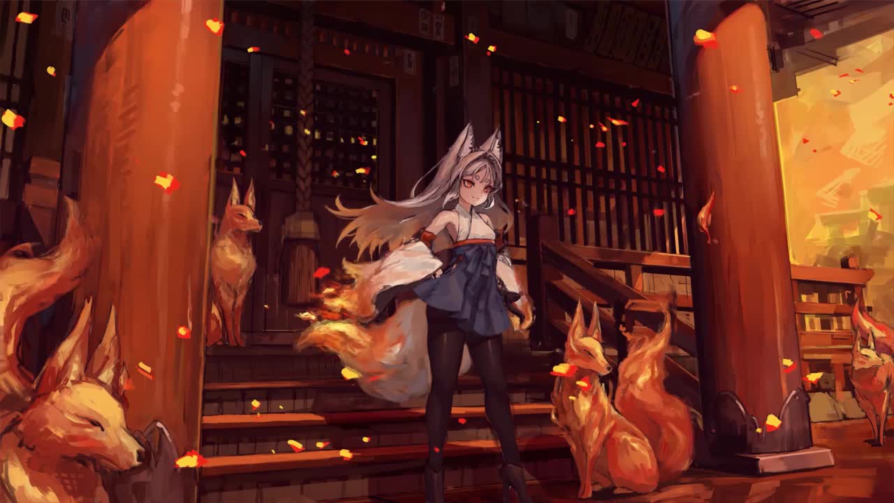 Anime Fox Girl And Foxes HD Live Wallpaper For PC