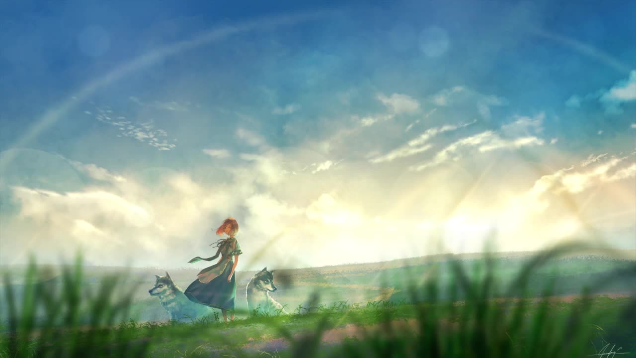 Anime Girl And Wolfs HD Live Wallpaper For PC