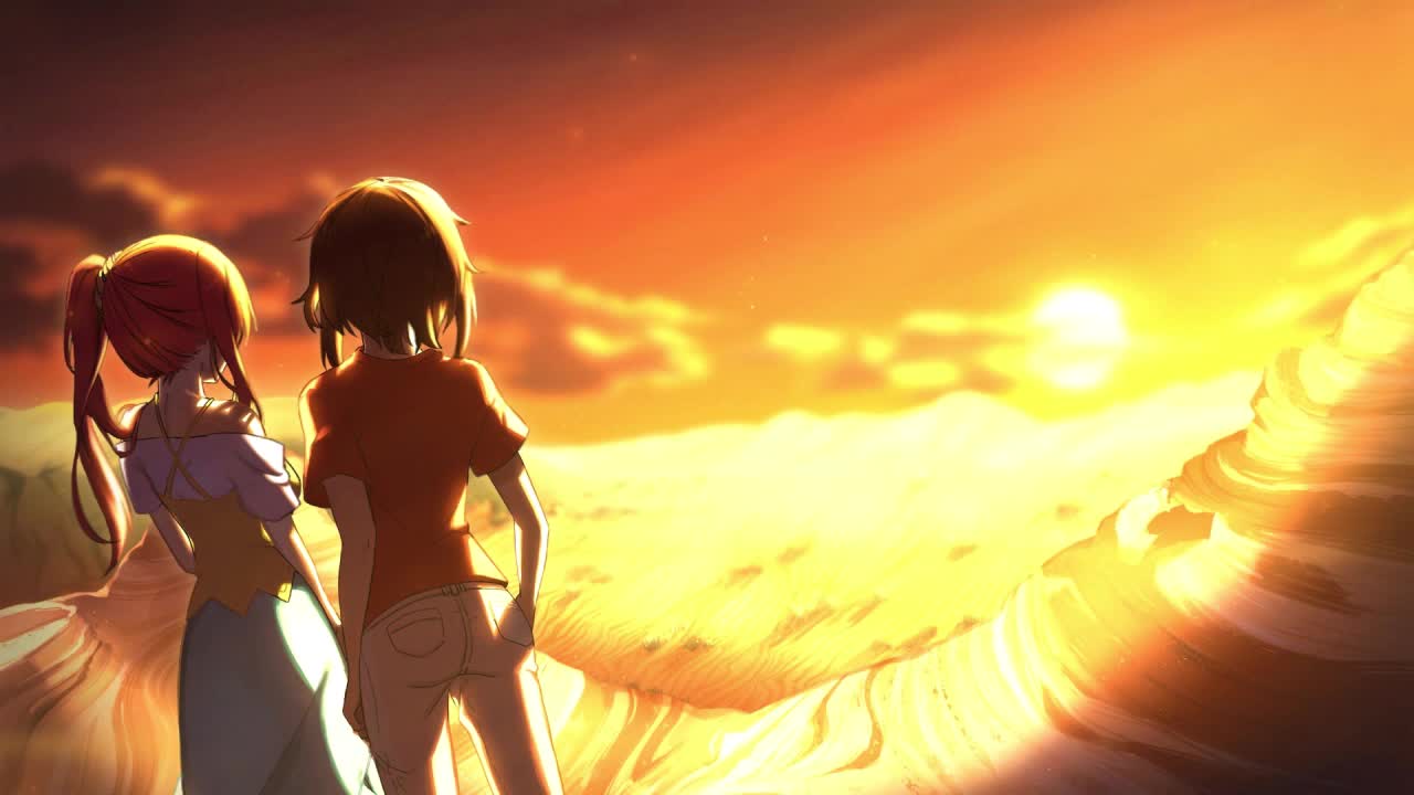 Marina And Amber Watching The Sunset Together Highway Blossoms HD Live Wallpaper For PC