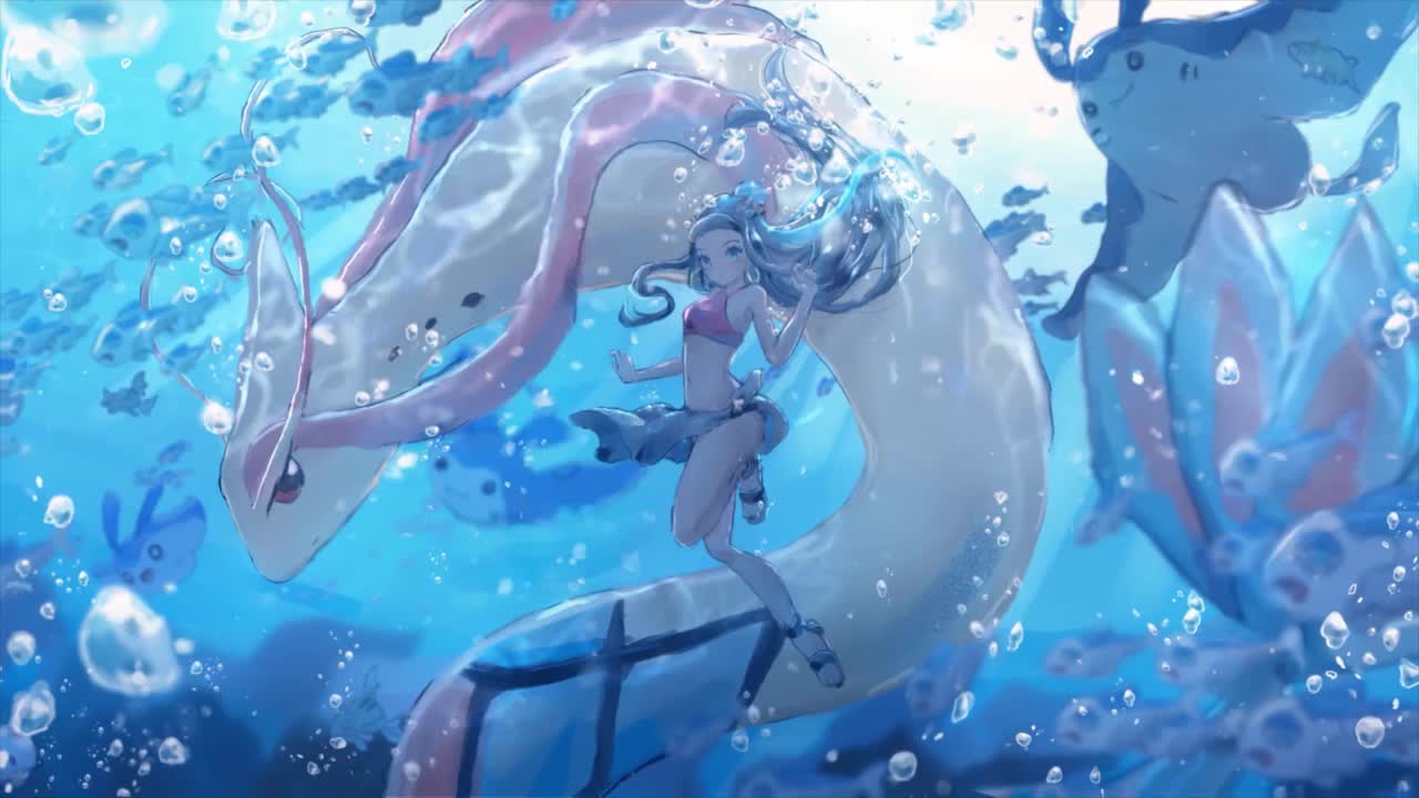 Nessa With Milotic And Mantine Pokemon Sword And Shield HD Live Wallpaper For PC