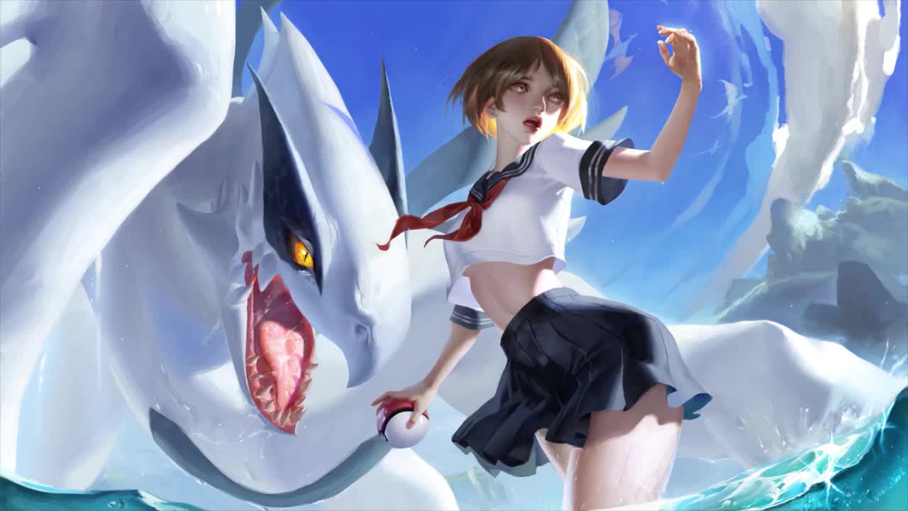 Anime Girl And Lugia Pokemon HD Live Wallpaper For PC