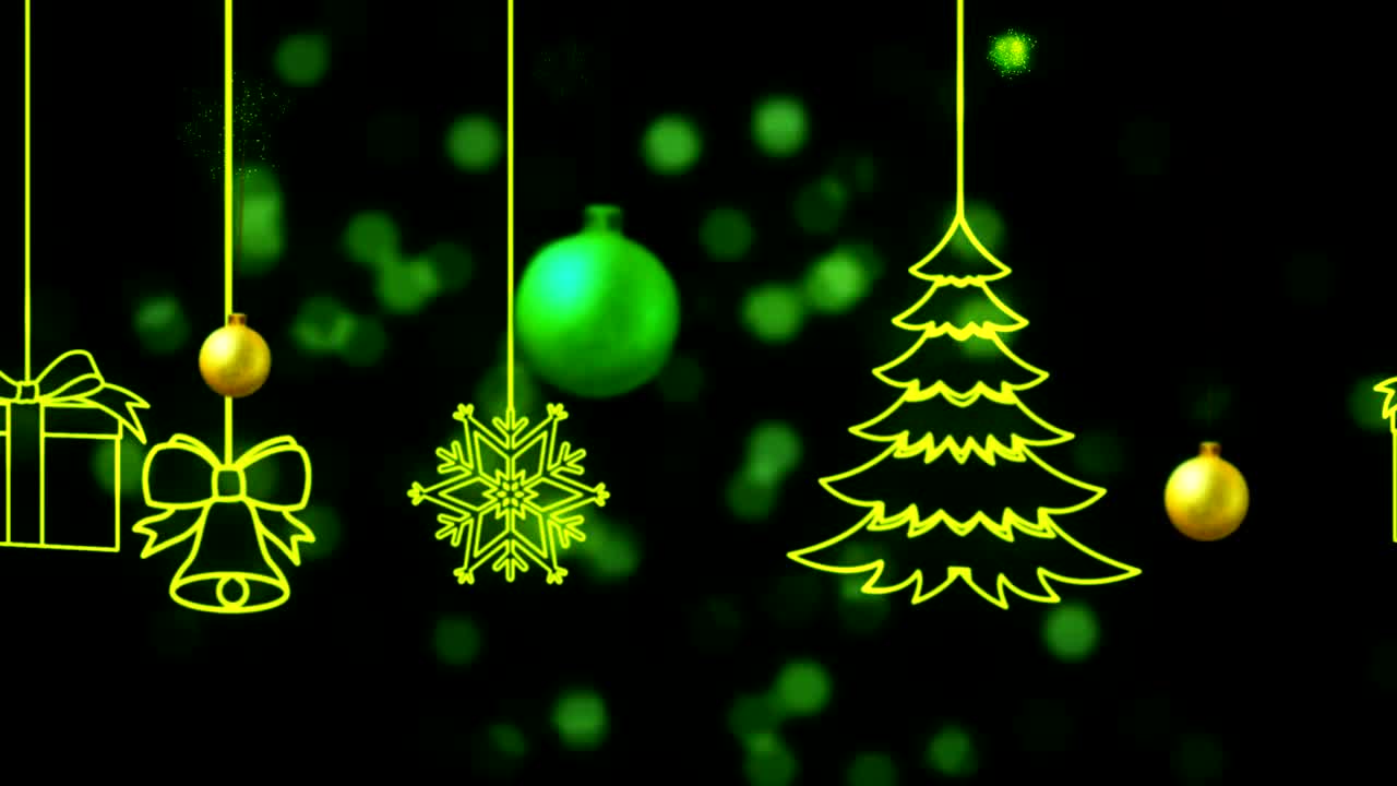 Stock Video 2d animation of christmas decorations on a black background PC Live Wallpaper