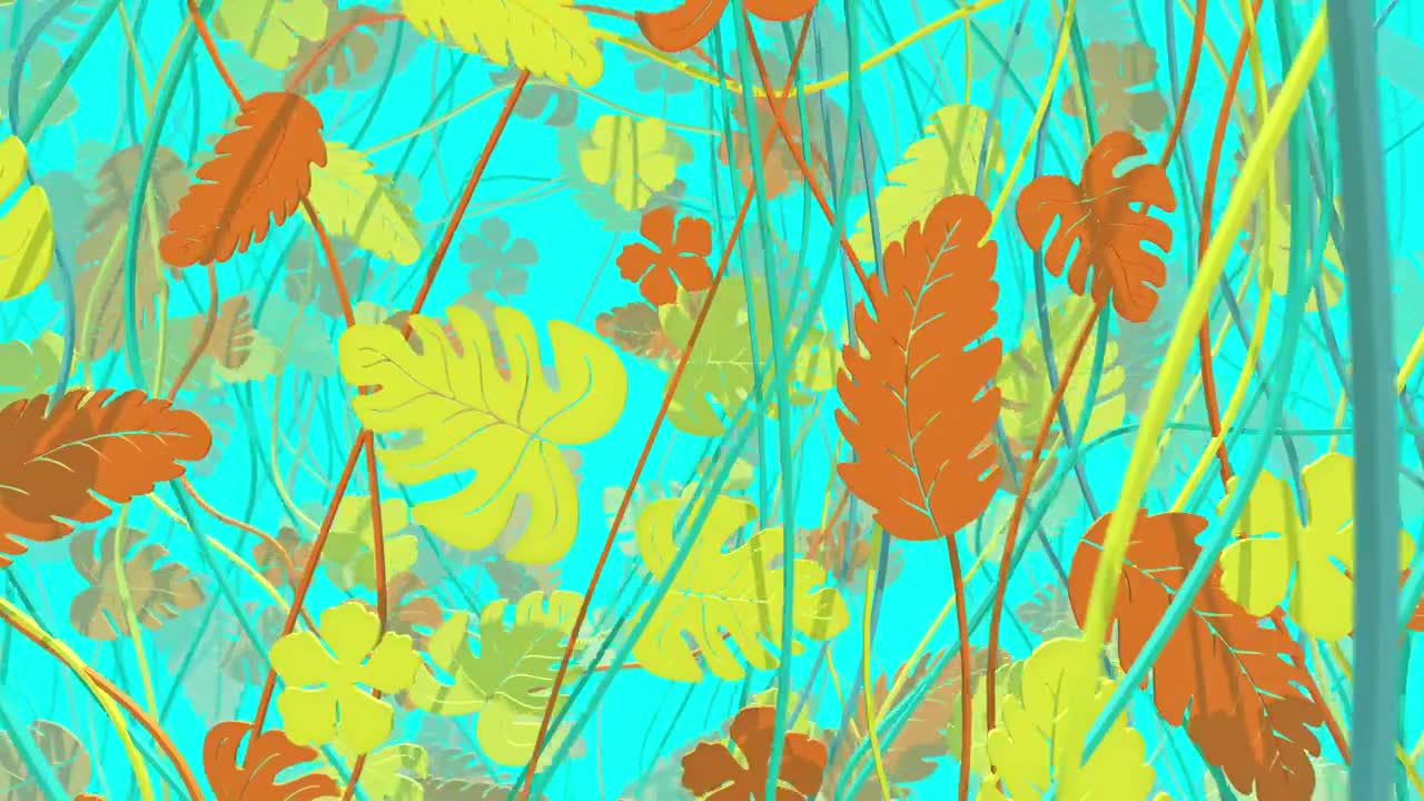 Stock Video 2d autumn branches and leaves on a blue background PC Live Wallpaper