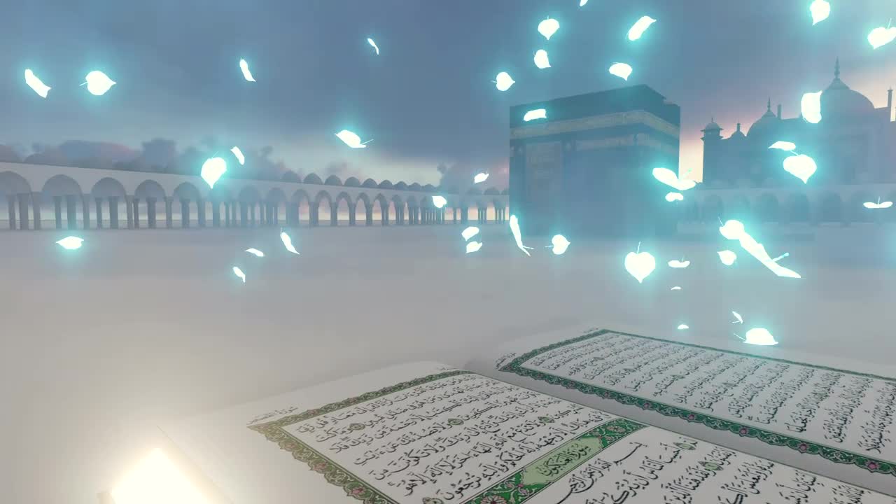 Stock Video 3d animation of a quran near a temple PC Live Wallpaper