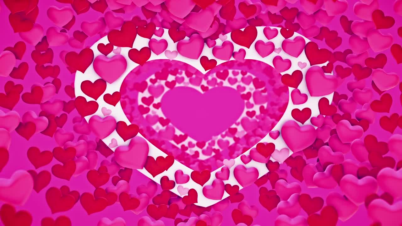 Stock Video 3d animation of pink red and white hearts PC Live Wallpaper