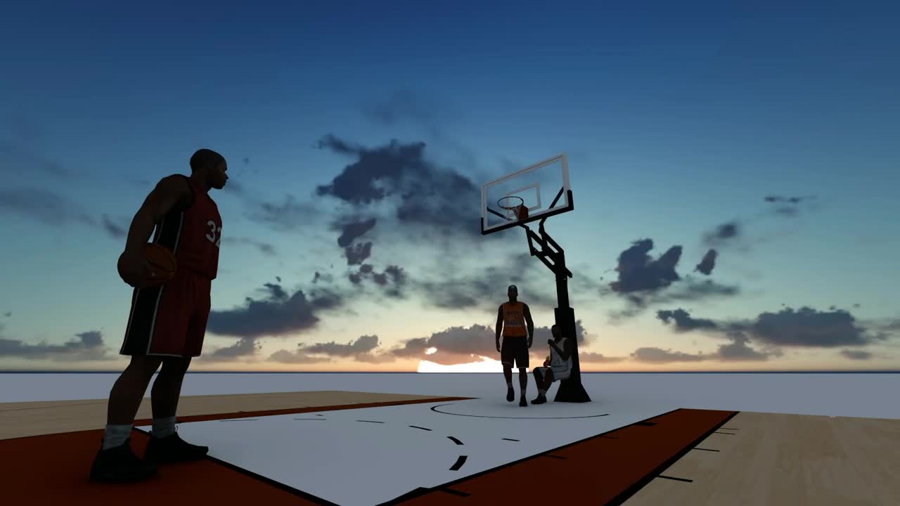 Stock Video 3d basketball players on a basketball court PC Live Wallpaper