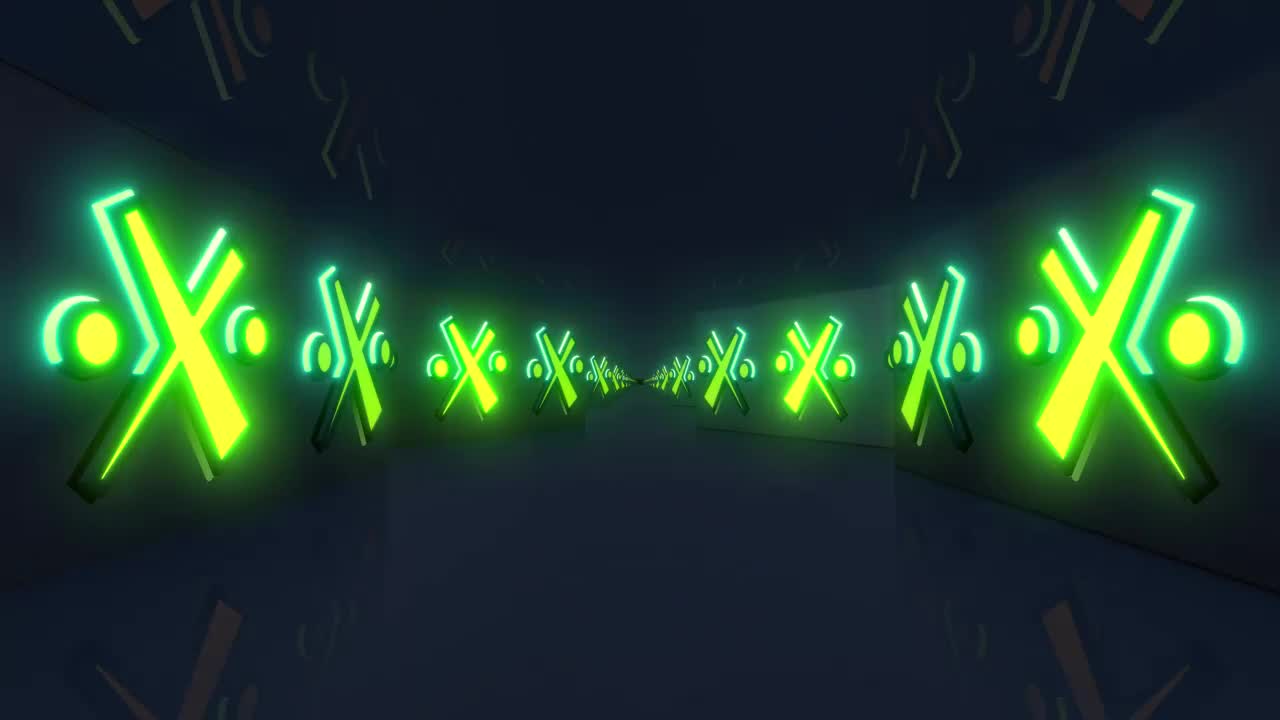 Stock Video 3d corridor with neon signs in the walls PC Live Wallpaper