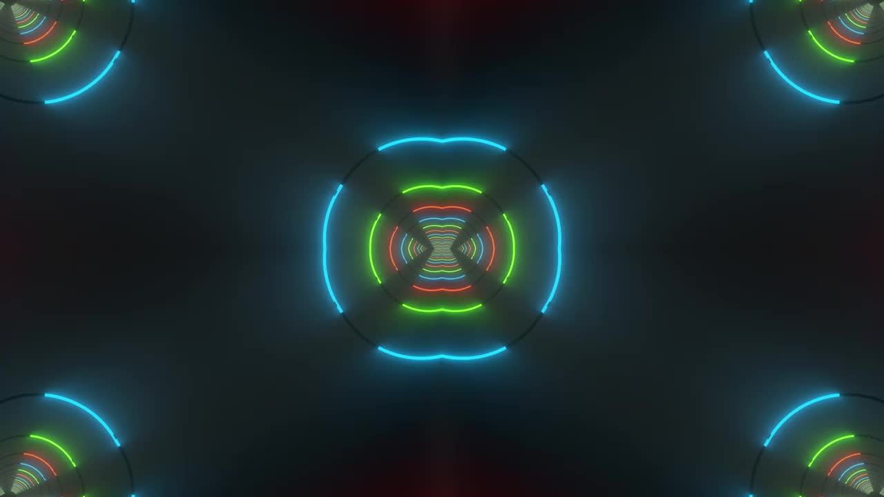Stock Video 3d colorful neon lights circle tunnels PC Live Wallpaper