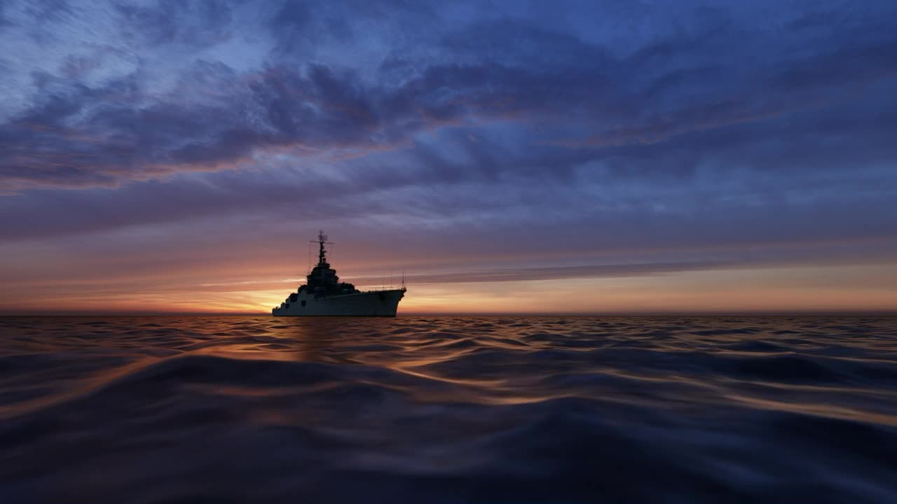 Stock Video 3d fishing boat sailing in the sea at sunset PC Live Wallpaper