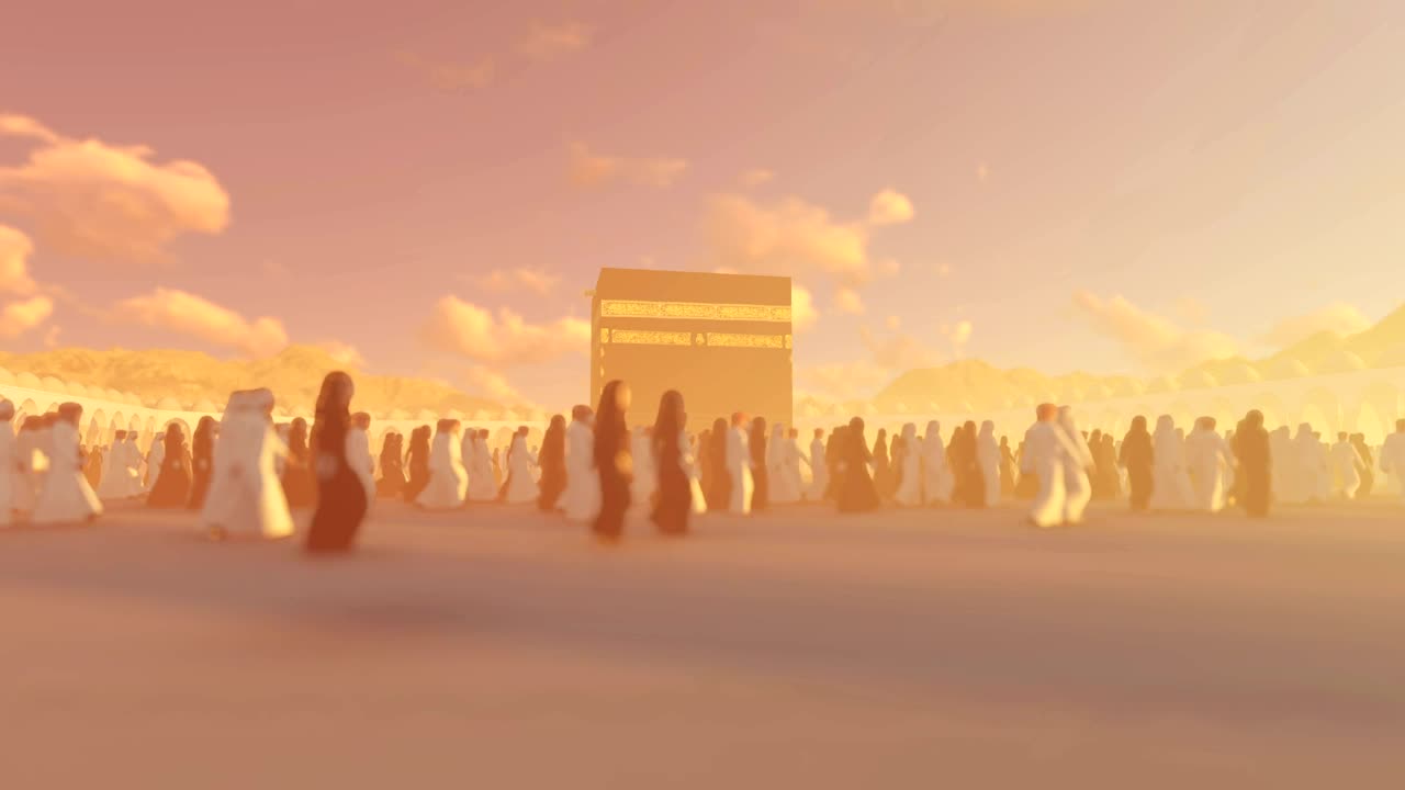 Stock Video 3d islamists crowd walking inside mecca PC Live Wallpaper