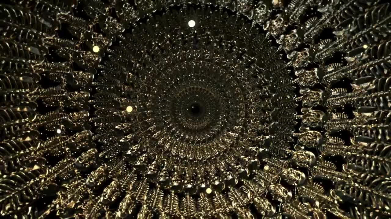 Stock Video 3d metal skeleton and bone hoop tube PC Live Wallpaper