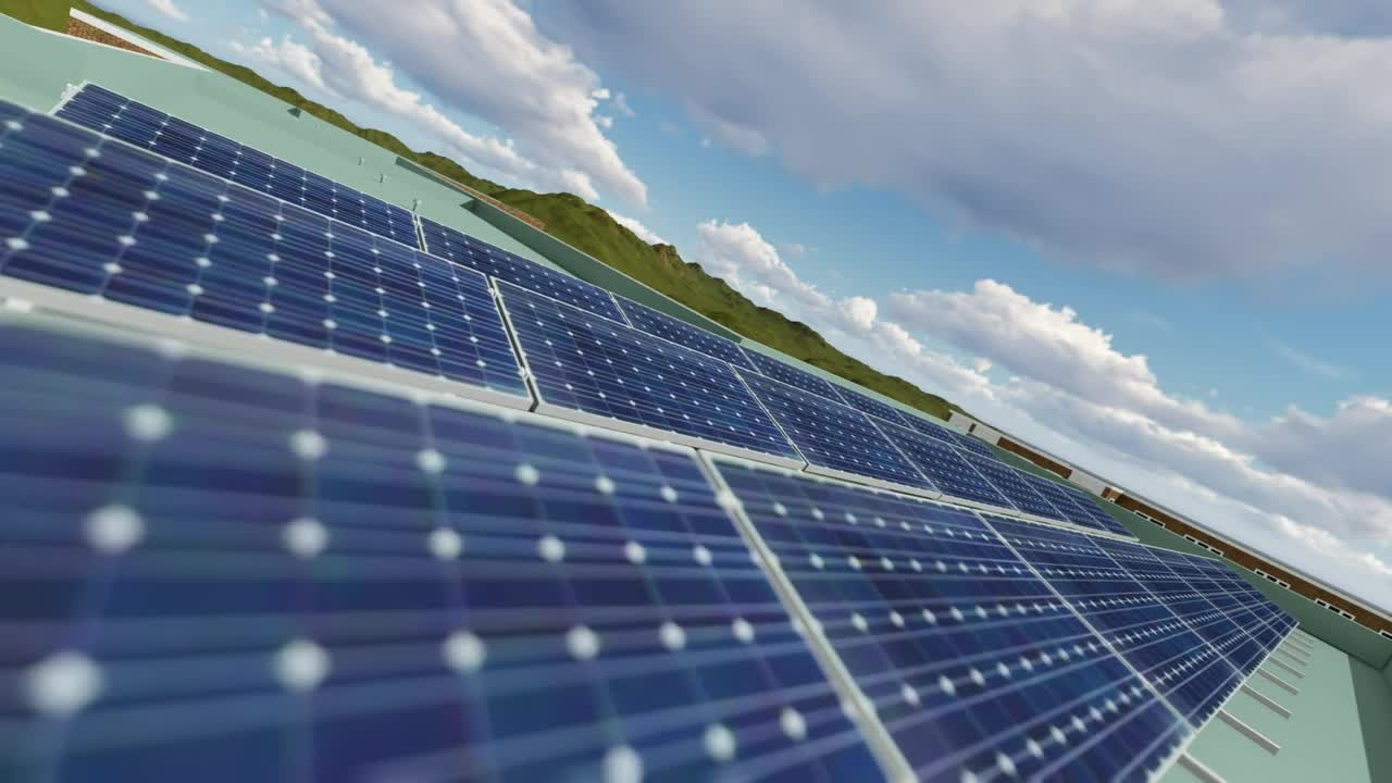 Stock Video 3d render of the roof of a building with solar PC Live Wallpaper